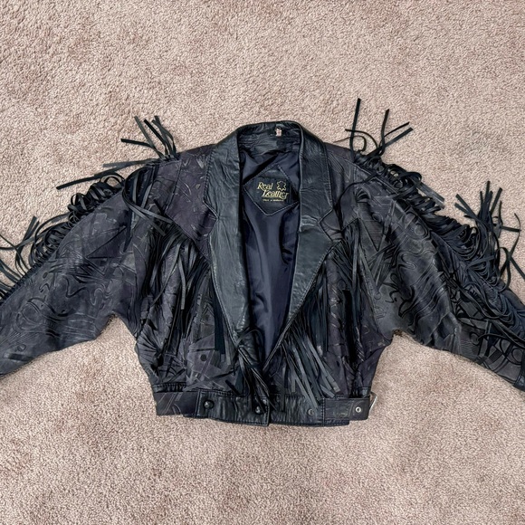 Bomber Jacket 80s Cropped Jacket Vintage 80s Cropped Biker Tooled
